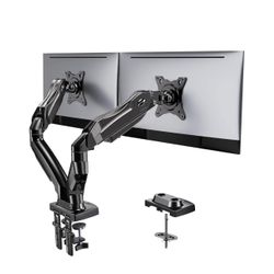 HUANUO Dual Monitor Stand - Full Adjustable Monitor Desk Mount Swivel Vesa Bracket with C Clamp, Grommet Mounting Base for 13 to 30 Inch Computer Scre