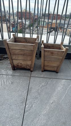 Set of 2 Rustic Wooden Planter Boxes– Outdoor/Indoor