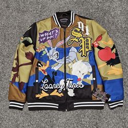 Southpole Looney Tunes Squad Collab Varsity Bomber Jacket