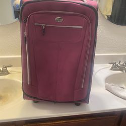 Carry On Pink Suitcase Case Has Been Used