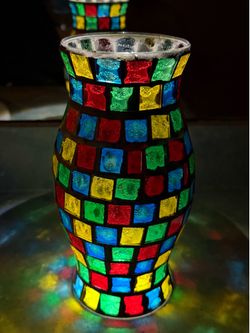 Handmade Mosaic Glass Candle Holder / Vase