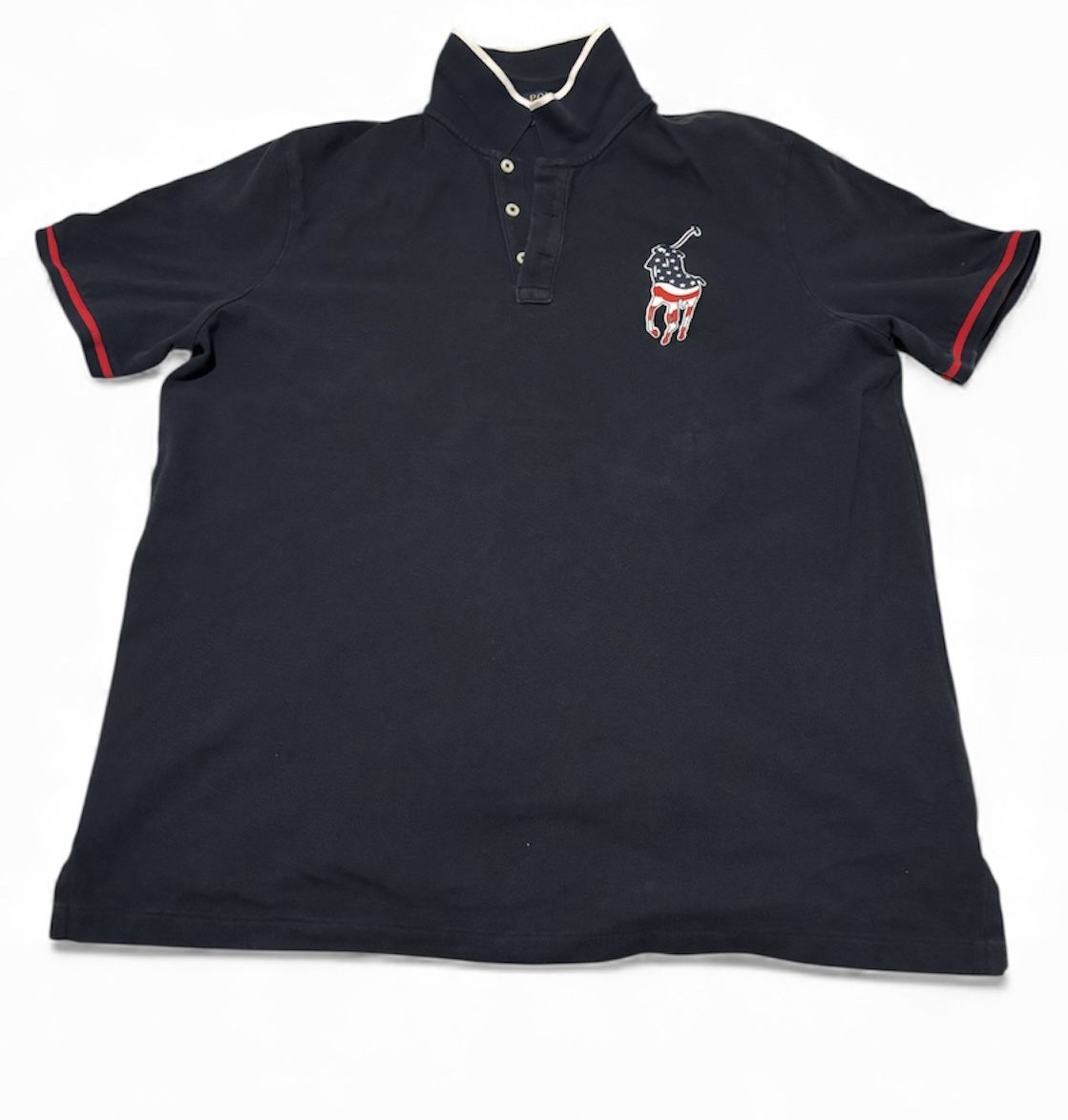 Polo Ralph Lauren Logo Men’s Polo Shirt Cotton Navy Red White Trim