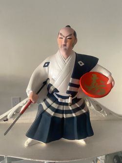 Japanese Hakata samurai clay doll