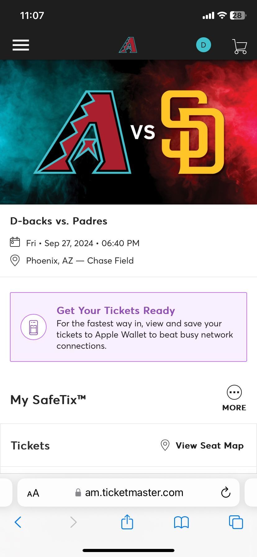 Dbacks x4 Tickets 9/27/24