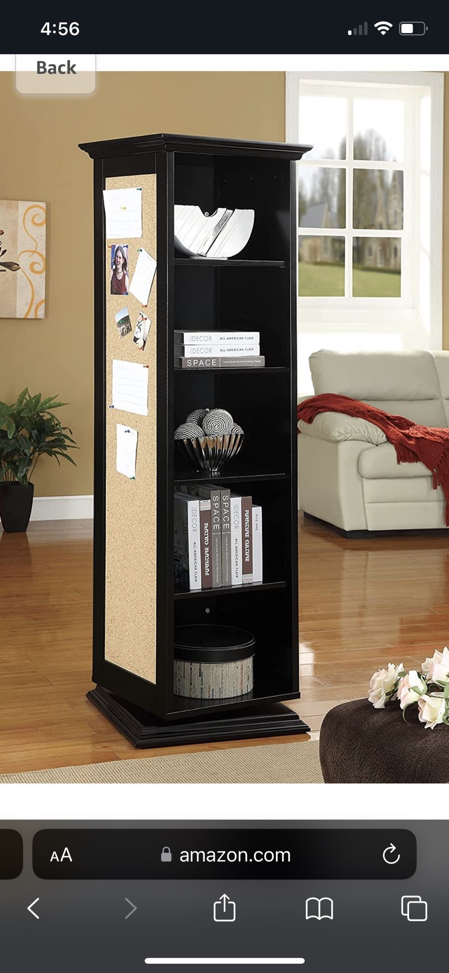 Coaster Home Furnishings Casual Black Accent Cabinet with Storage Shelves Cork Board and Mirror