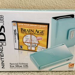 FACTORY SEALED Nintendo DS Lite Special Edition Ice Blue w/ Brain Age RARE