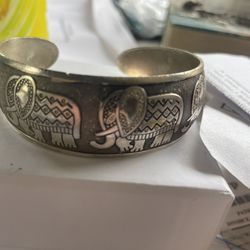Elephant Silver Cuff Bracelet