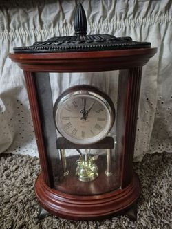 Vintage Bombay Cherry Wood Mantel Clock, Twist Desk Clock