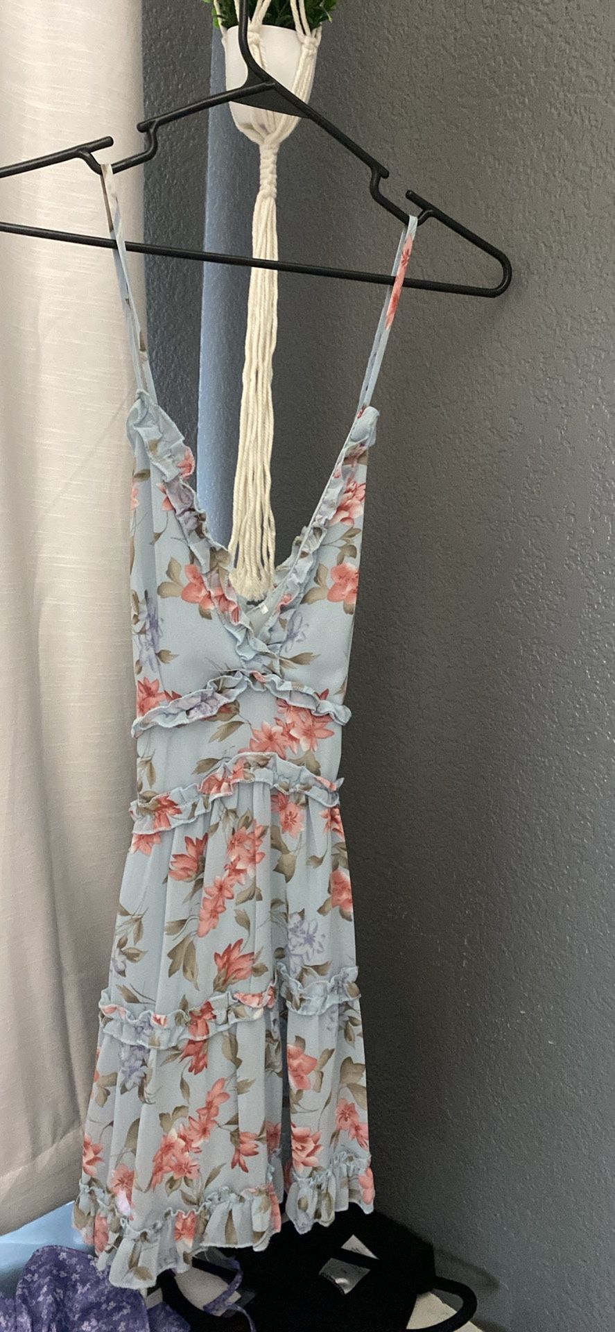 pink and blue flower print dress size small 