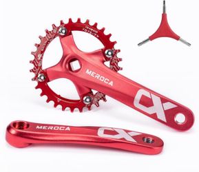 Single Speed Square Taper Crankset, 170mm Mountain Bike Crankset with 104BCD 32T/34T/36T/38T/40T/42T Narrow Wide Tooth Round Black Chainring, Replacem