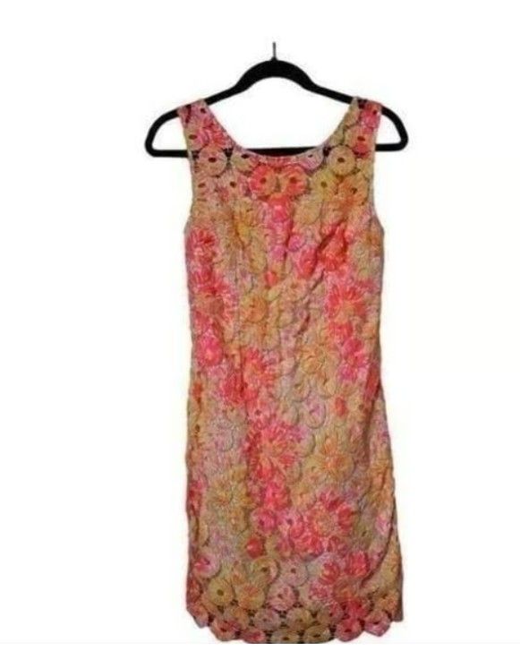 LILLY PULITZER Resort White Sun Kissed Pink Fluorescent Dress - Size 4