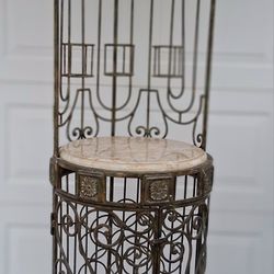 Hand-Crafted Wrought Iron Bar with Marble Top
