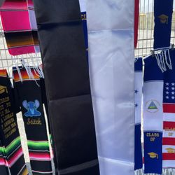 Black & White Satin Grad Sashes 