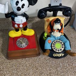 Lot Of 2 Vintage Disney Rotary Phones Land Lines