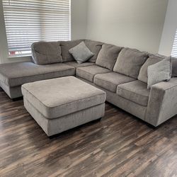 Ashley Furniture L Sectional Sofa with Ottoman