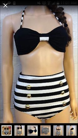 vintage high waisted swim suit handmade (new) woman size S/M