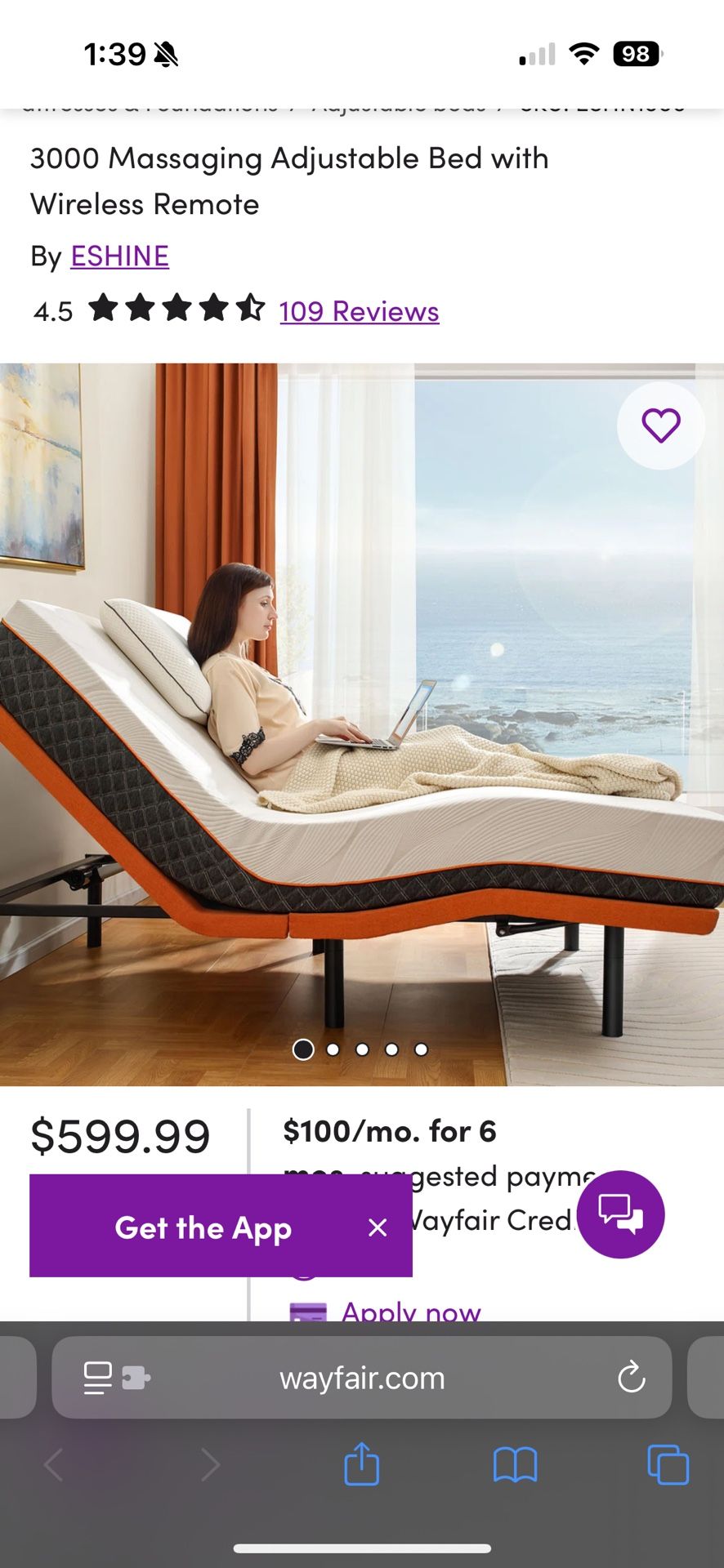 Adjustable bed Frame And Bed- Queen