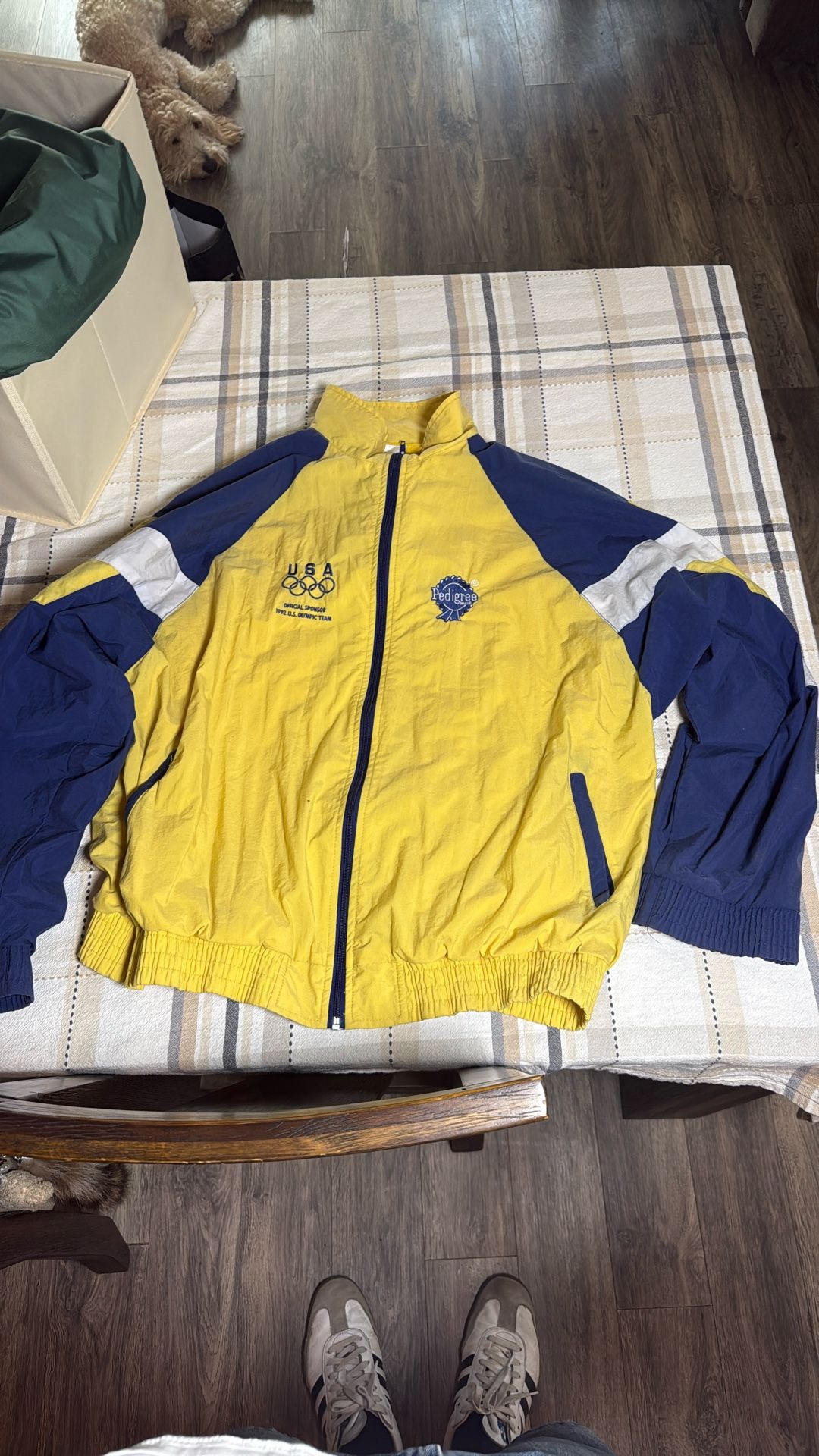 USA 1992 Olympic Team Vintage Yellow and Blue Pedigree Windbreaker Jacket