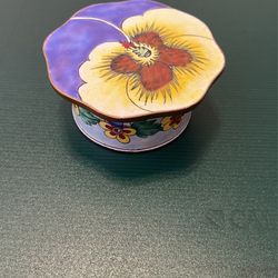 Pansy cloisonné Enamel Trinket Box