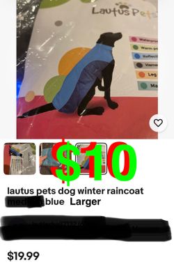 waterproof fleece dog winter coat warm dog snow jacket for cold weather (blue) large