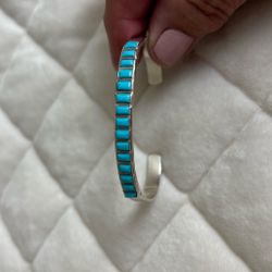 Zuni Sterling Silver And Turquoise Bracelet 