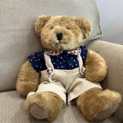 15" Russ Franklin Teddy Bear From The Past Overalls Stars Patriotic Plush