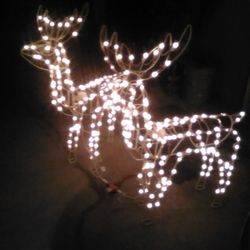 Two Nice Moving Raindeer With Lights 