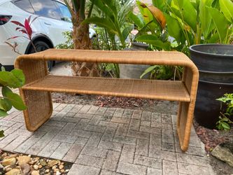 Beautiful 1970’s wicker waterfall sofa/entry table