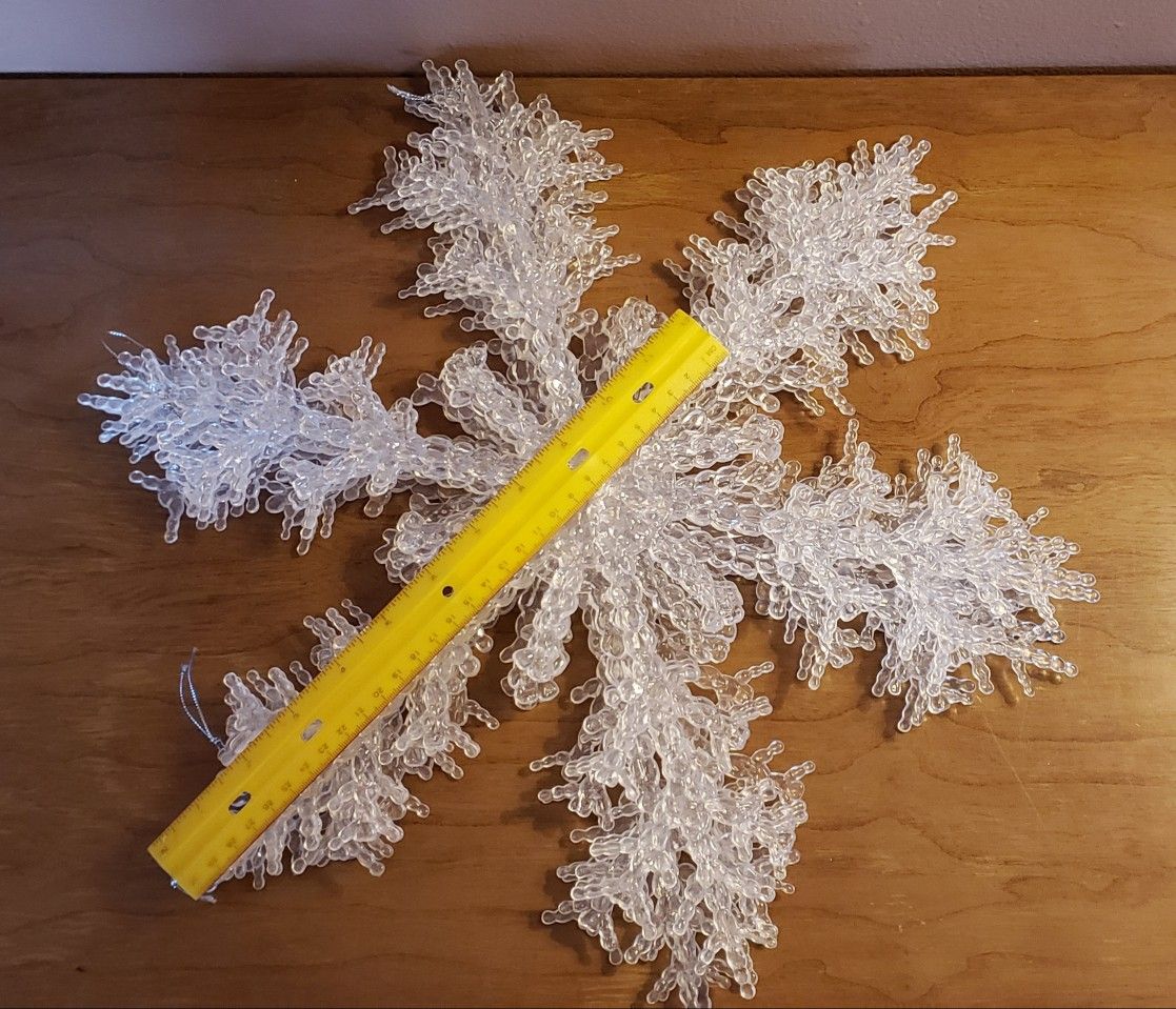 Clear plastic snowflakes ( set of six)