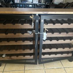 Wood And Metal Wine Storage Locker 63490