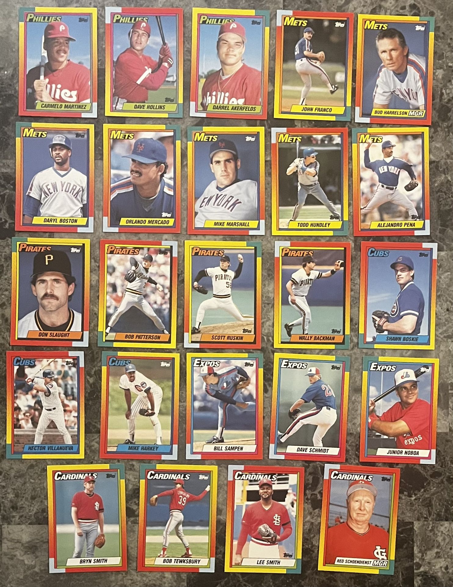 1990 Topps Traded NL East Lot – Mets Phillies Cubs Expos Cards Pirates