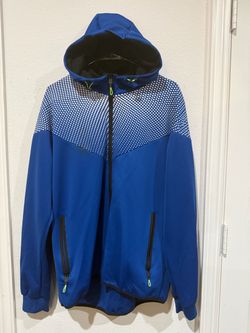 Bronzini Active Mens XL Royal Blue White Dot Full Zip Athletic Hoodie Jacket