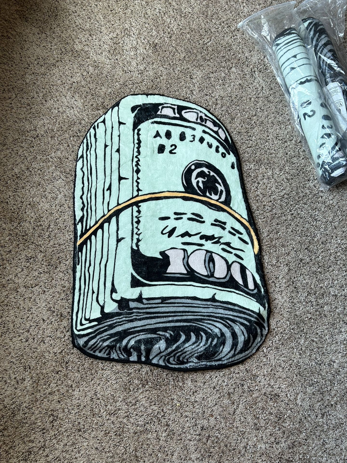 100 Dollar Bill Rug Money Rubber Band