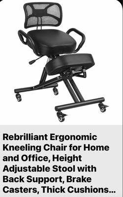 Ergonomic Kneeling Chair for Home and Office, Height Adjustable Stool with Back Support, Brake Casters, Thick Cushions, Kneeling Chair for Desk to Rel