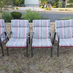 4 Metal Patio Chairs With Cushions 