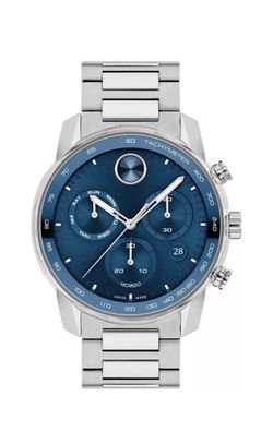 Men's Bold Verso Silver-Tone Stainless Steel Bracelet Watch 44mm