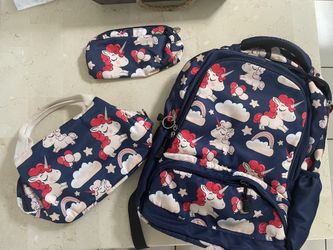 Unicorn School Bag With Lunch Bag And Pencil Case
