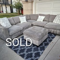 Gray Corduroy Sectional – Great Condition!