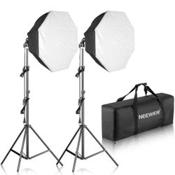 Soft box photography videography lights with powerful bulbs and hanging rod