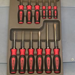 Snap-on ToolS 12 Pc Red Soft Grip Combination Screwdriver Set