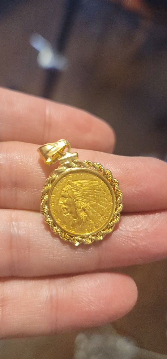 2 5 Dollar Indian Head Pendant,, 22k  And 14k 