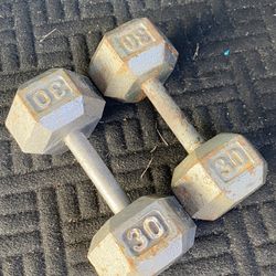 Pair Of 30 Lb Dumbbells 