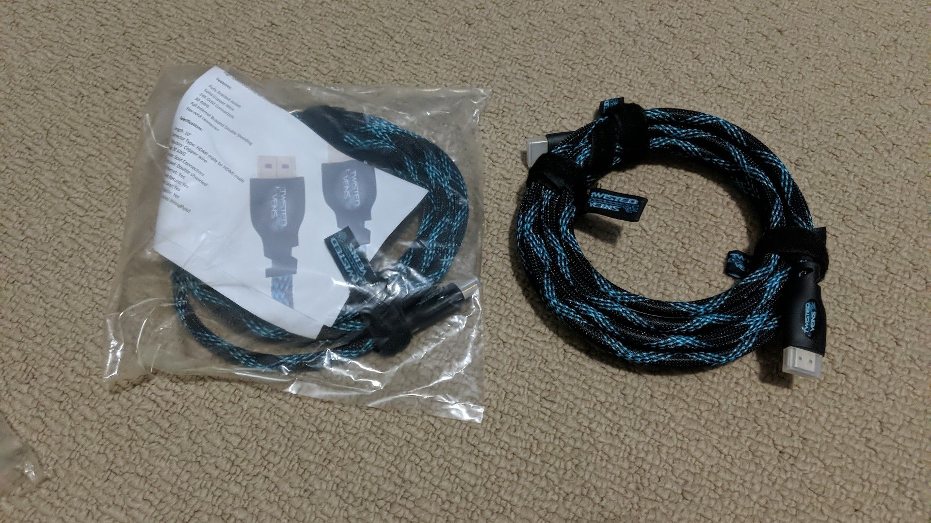 HDMI 2.0b (latest version cables) 4K - 10 feet 2 cables