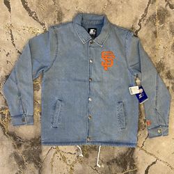 Starter San Francisco Giants Denim Jacket Mens Sz M-L