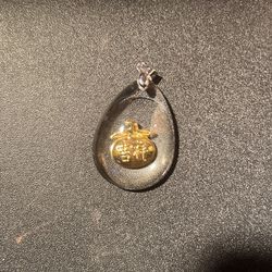 Crystal Pure Gold Leaf Lucky Pendant