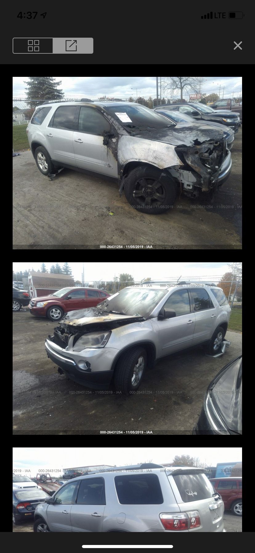 GMC Acadia- 3.6 engine - fire damage for parts only