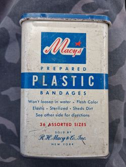 Vintage metal Macy's bandaid case old