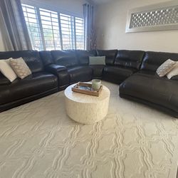 7 Piece Reclining Sofa Sectional “real Leather”