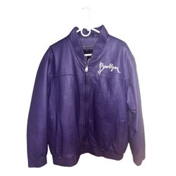 Brooklyn Bomber Genuine Leather Jacket – Size M | Deep Purple 💜🔥