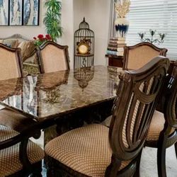 Marble Dining Table with 6 Chairs
